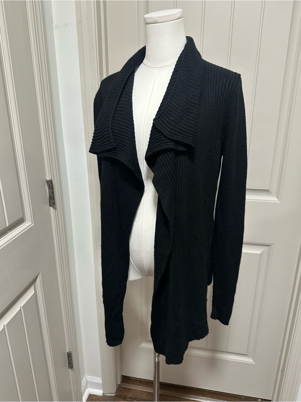 Banana Republic Black Open-Front Ribbed Sweater Cardigan